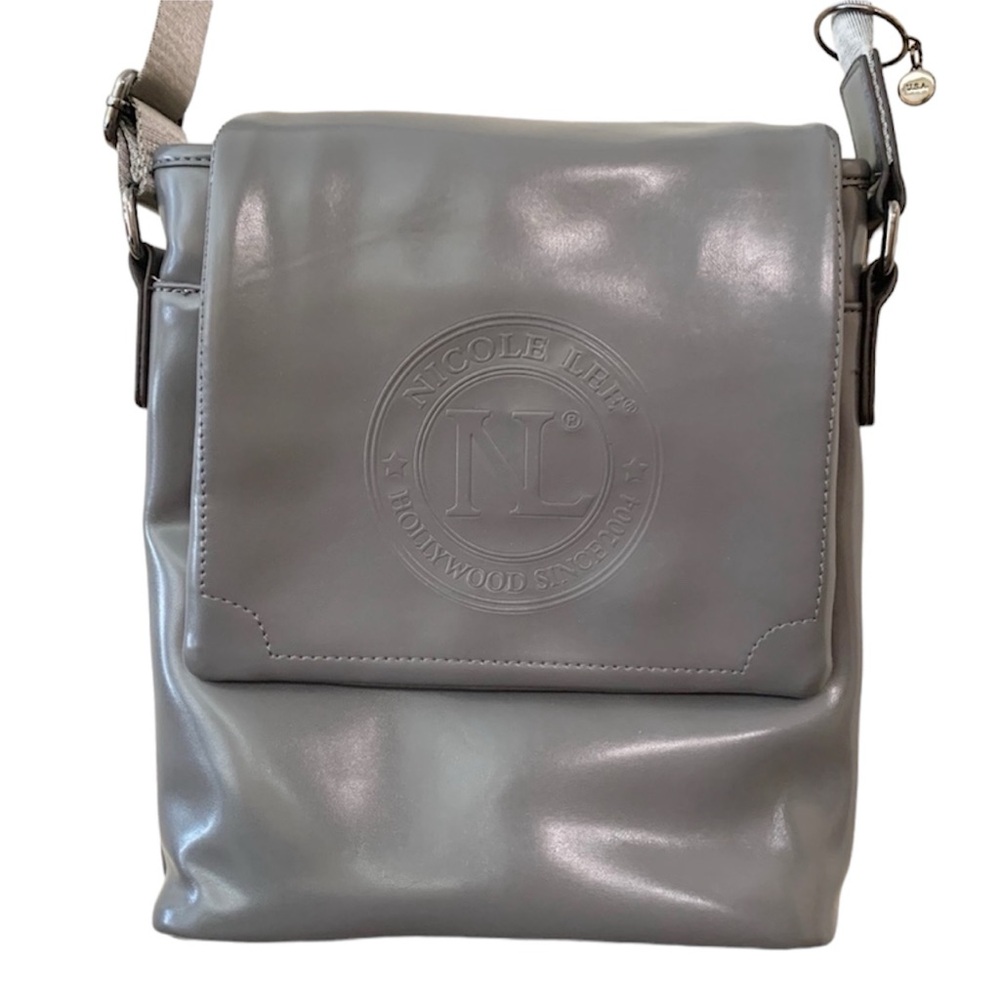 Vintage Nicole Lee Hollywood Gray Buttery Smooth Faux Leather Crossbody Purse